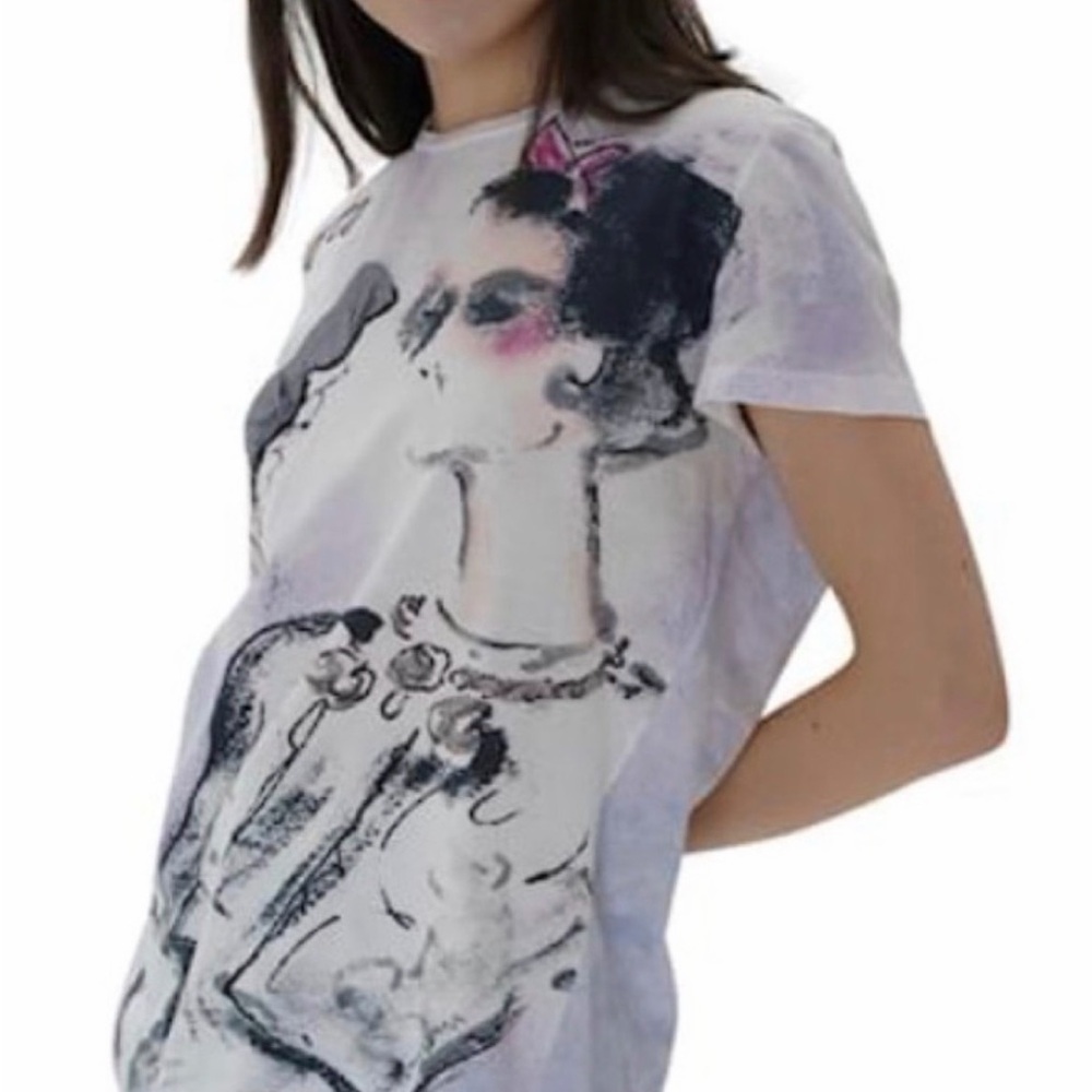 CHANEL Karl Lagerfeld 2010 Coco Chanel Watercolor Portrait Tee